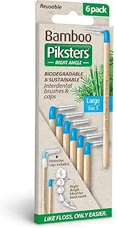 [Piksters] Bamboo Right Angle Biodegradable and Sustainable Interdental Brush 6 Pieces Pack, Size 5