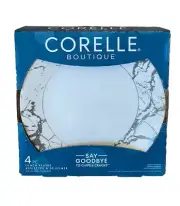 Corelle Boutique Stone Grey Marble Design Salad/Lunch Plates Set Of 4 NEW
