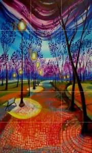 Art Mural Ceramic Light Trees Backsplash Bath Tile #646