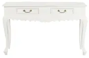 Seine 2 Drawer Carved Sofa Table - White