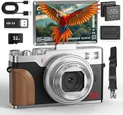 NBD 5K Digital Camera, 64MP Ultra HD, 18X Autofocus Zoom & Anti-Shake, 3" Flip Screen for Vlogging, Selfies & Photography, Includes LED Flash, Webcam, 32GB SD Card & 2 Batteries(5K Sliver)