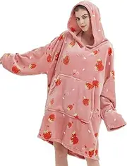[ABENCA] Wearable Blanket Hoodie Adult Oversized Sweatshirt Light Flannel Sherpa Pullover, Warm and Cozy, One Size Fits All