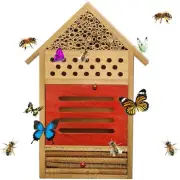 Wooden House, Wooden Hotel, Outdoor Garden Decorative Nests Box Hanging Bee H...