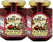 Hot Chili Salsa Macha (9 Oz) (Pack of 2) | Keto, Vegan | Crisp, Tingly | Spicy,