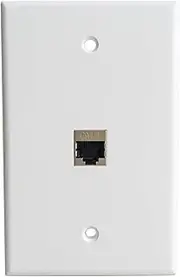 BOPLAT Midsize 1 Port Shielded CAT7 Ethernet Wall Plate - Single Gang CAT 7 RJ45 Network Cover Plate Female to Female for CAT8/CAT7/CAT6 Cables - White