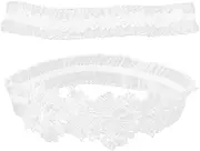 [LIFKOME] Lace for Wedding 2 Pair Bride Garters Elastic Leg Band Leg Band for Bride Women White