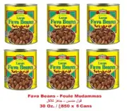 Premium Large Fava Beans 6-CAN Cooked 30 Oz. فول مدمس، فولة عريضة - باجيلا 850غ