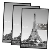 Picture Frame 3 Pack, Scratch-Proof Poster Frames 16 x 24 for 16x24 Black