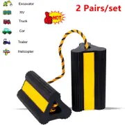 2Pairs Rubber Wheel Stopper Non-Slip Base with Nylon Rope Yellow Reflective Tape