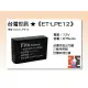 【亞洲數位商城】台灣世訊ET-LPE12 副廠電池（相容 Canon LP-E12 電池）