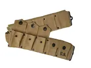 WWII U.S. Army M1923 M1 Garand Rifle Cartridge 10 Pocket Canvas Belt Khaki