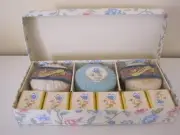 Vintage NOS DuCair Bioessence 6 Bath Cubes 3 Soaps Celebrity Fabric Covered Box