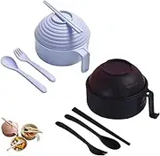 Microwave Ramen Bowl, Ramen Noodle Microwave Bowl, Microwave Ramen Bowl with Strainer, Microwave Ramen Bowl Set for Rapid Ramen Microwave Ramen Bowl with Lid,Spoon,Chopsticks,Fork (2PCS-B)