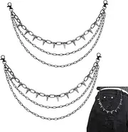 [UNICRAFTALE] Punk Pants Trousers Chains Layered Wallet Chain Goth Jean Spike Rivet Tassel Chains Hip Hop Rock Pocket Accessories for Women and Men
