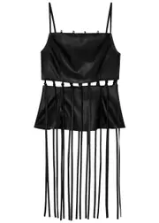 Nanushka Citta Fringed Faux Leather top - Black - S (UK8-10 / S) S (UK8-10 / S)