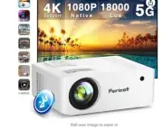5G WiFi Bluetooth Projector, Native 1080P Outdoor Movie Projector with 350 Displ