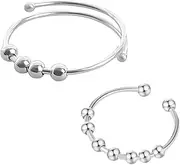 Pack of 2 Simple Anxiety Ring, Anti-Stress Ring, Fidget Ring, Spinner Ring, Anti-Stress Ring, Adjustable Gifts for Valentine's Day