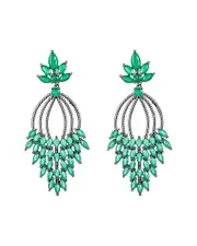 Eye Candy LA Green Leaf CZ Crystal Drop Earrings