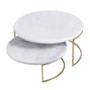 2pc Davis & Waddell Nuvolo Round Marble Cake Stand Set White/Gold 30x30cm