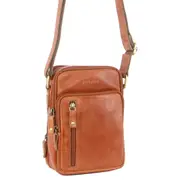 Pierre Cardin Cross Body Bag Unisex Sling Shoulder Messenger Travel - Cognac