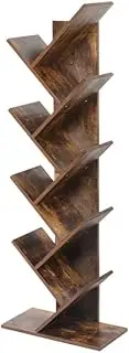 Levede Bookshelf Wooden Tree Bookcase 8-Tier Storage Home Decor Display Stand - Spacious, Sturdy, Easy Assembly(50cm x 25cm x 142cm, Brown)