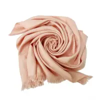 在飛比找momo購物網優惠-【COACH】C LOGO羊毛混蠶絲絲巾圍巾(粉橘)