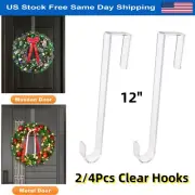 12" Over The Door Clear Hanger Metal Hook for Christmas Wreath Hat Clothes Holde