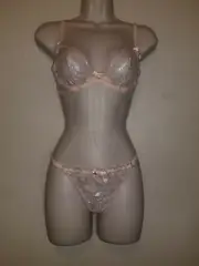 Agent Provocateur Sparkle nude and silver bra with brief size AP 4 large NWT