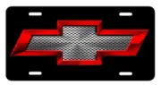 Chevrolet Bowtie Logo Vanity Aluminum License Plate Red Silver and Black