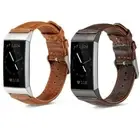 Genuine Leather Band Wrist Watch Strap Replacement for Fitbit Charge 6 5 4 3