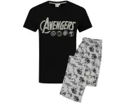 Marvel Mens Short Sleeve Long Leg Pyjama Set (Black)