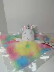 Baby Starters Unicorn Lovey Blanket Rainbow Tie Dye Soft Plush Satin Rashti