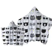 Cool Black and White Cat Faces Towel with Hood