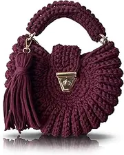 [CHQEL] Evening Clutch Bag for Women, Handmade Crochet Wedding Party Purse, Small Flap Formal Crossbody Handbag Evening Clutch