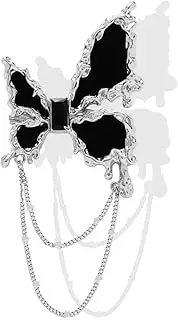 [XUN Zhe] Fashion Butterfly Long Chain Tassel Brooch Pin Animal Insect Butterfly Suit Lapel Pin Jewelry for Women Men Gifts Dress Suit Jacket Brooch Pin