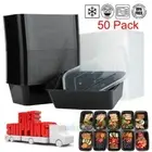 50 Reusable Meal Prep Containers Plastic Food Storage Microwavable 1 Compartment