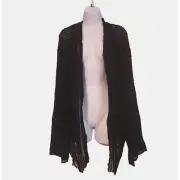 FP One by Free People Black Butterfly Pleated Sheer Lacey Open Front Jacket XS