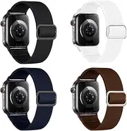4PCS for Apple Watch Band 44mm 40mm 49mm 45mm 46mm 41mm 38mm 42mm Women Men,Stretchy Nylon Bands Sport Strap WristBand for Apple Watch watch Series 10/9/ultra 2/SE 2nd/8/ultra/7/SE/6/5/4/3/2/1,iWatch Band