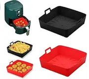 [akulife] 2 PCS Square Silicone Air Fryer Liners - 9 Inch Reusable Air Fryer Pot - Air Fryer Accessories - Air Fryer Inserts for 6 to 9 QT Oven Microwave Accessories