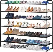 6 Tier Long Shoe Rack, Wide Shoe Storage Organizer Sturdy Sneaker Shelf for F...