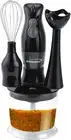 2-Speed Hand Blender and Food Processor with Balloon Whisk (Black) Black