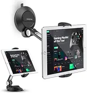 AboveTEK Suction Cup Cell Phone Holder, Large Sticky Pad Tablet Mount on Kitchen Desk Office Window Bathroom Mirror Car Windshield, Swivel Smartphone Tablet Stand 4-11" iPhone 5 6 7 iPad Mini Air Pro
