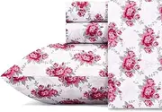 Betsey Johnson - Queen Bed Sheets, Soft & Lightweight Bedding, Fade & Wrinkle Resistant (Skull Rose Trellis, Queen)