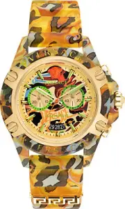 Versace VEZ700822 Icon Active Chrono gold yellow leopard Silicone Mens Watch NEW