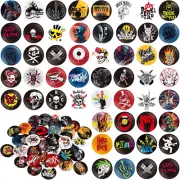 50 Pcs Punk Buttons Pins 1 Inches/ 25 Mm Emo Band Button Badge for Backpacks Bag