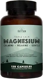 Natural Rhythm Triple Calm Magnesium - 150mg of Magnesium Taurate, Glycinate, and Malate for Optimal Relaxation, Stress and Anxiety Relief, and Improved Sleep. 120 Capsules.