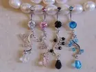 Prong Set Cubic Zirconia with Faceted Beads Vine Dangle Navel/Belly Ring.