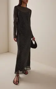 [SIR] Lisander Polka-Dot Silk Maxi Dress