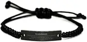 [Generic] Grandmom Inspirational Black Rope Bracelet - Psalm 145: 18-19 Engraved Gifts for Birthday, Christmas, and Easter - Hope and Confidence Jewelry for Grandmom, Small, Silver Plated Zinc, Cubic Zirconia