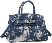[Chageempb] New Classic Denim Blue Jeans Pants Purse, Trendy Satchel Handbag For Women, Ladies Designer Tote Bags Office Handbag